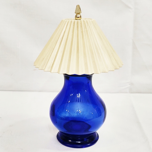 Vintage Cobalt Blue Glass Lamp Perfume Bottle - Picture 4 of 4
